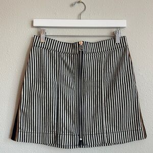 Veronica Beard Navy & White Stripe Denim Skirt with Zipper Front | Size 6